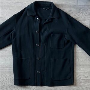Uniqlo Men's Black Button-Up Shirt Jacket